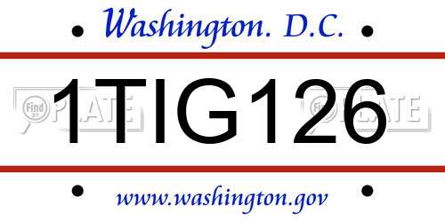 1TIG126 District Of Columbia License Plate