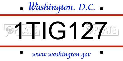 1TIG127 District Of Columbia License Plate