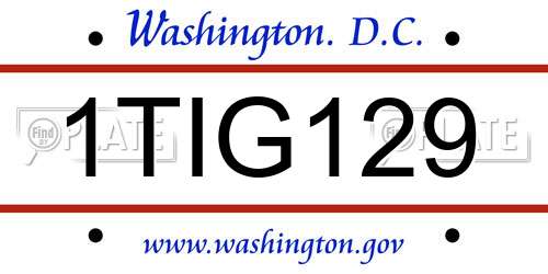1TIG129 District Of Columbia License Plate