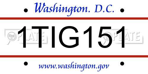 1TIG151 District Of Columbia License Plate