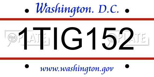 1TIG152 District Of Columbia License Plate