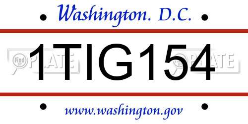 1TIG154 District Of Columbia License Plate