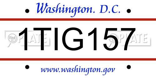 1TIG157 District Of Columbia License Plate