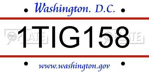 1TIG158 District Of Columbia License Plate