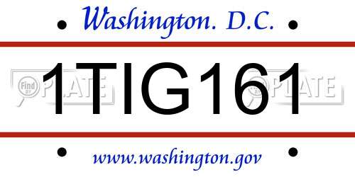 1TIG161 District Of Columbia License Plate