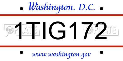 1TIG172 District Of Columbia License Plate