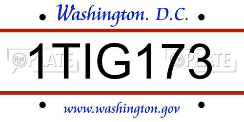 1TIG173 District Of Columbia License Plate