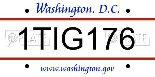 1TIG176 District Of Columbia License Plate