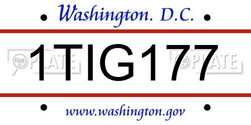 1TIG177 District Of Columbia License Plate