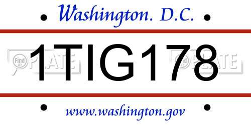 1TIG178 District Of Columbia License Plate