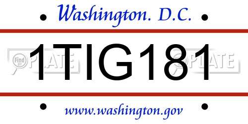 1TIG181 District Of Columbia License Plate