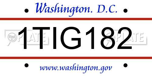 1TIG182 District Of Columbia License Plate