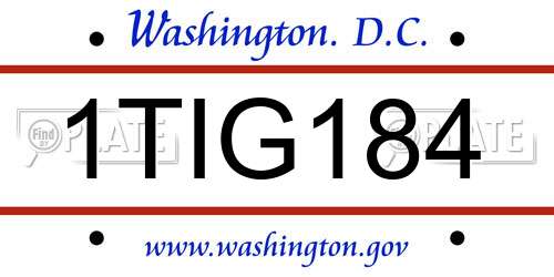1TIG184 District Of Columbia License Plate