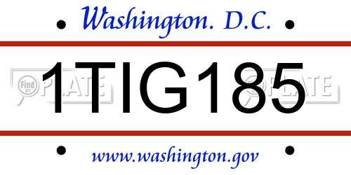 1TIG185 District Of Columbia License Plate