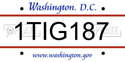 1TIG187 District Of Columbia License Plate