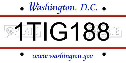 1TIG188 District Of Columbia License Plate