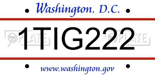 1TIG222 District Of Columbia License Plate