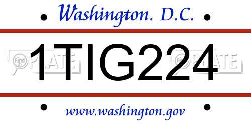 1TIG224 District Of Columbia License Plate
