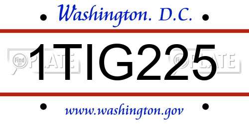 1TIG225 District Of Columbia License Plate