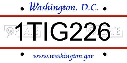1TIG226 District Of Columbia License Plate