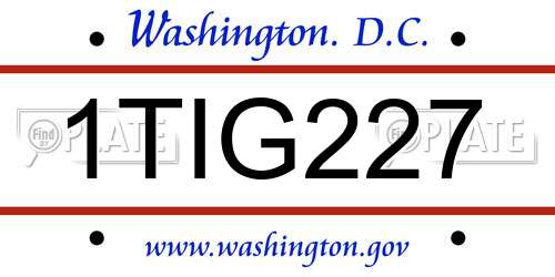 1TIG227 District Of Columbia License Plate