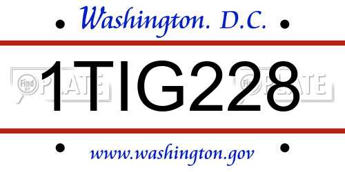 1TIG228 District Of Columbia License Plate