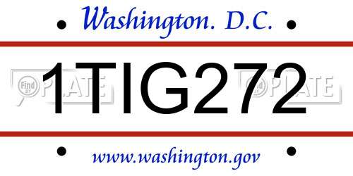 1TIG272 District Of Columbia License Plate