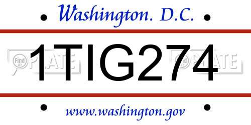 1TIG274 District Of Columbia License Plate