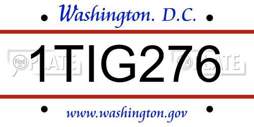 1TIG276 District Of Columbia License Plate