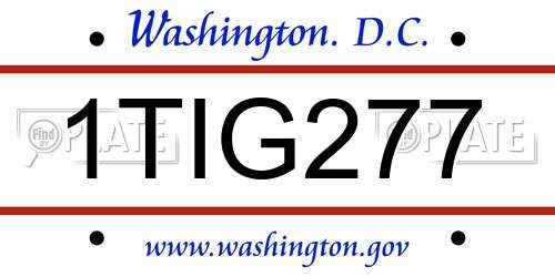 1TIG277 District Of Columbia License Plate