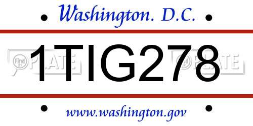 1TIG278 District Of Columbia License Plate