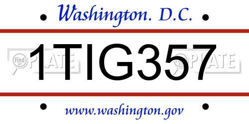 1TIG357 District Of Columbia License Plate
