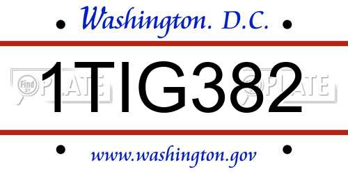 1TIG382 District Of Columbia License Plate