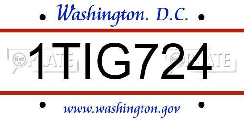 1TIG724 District Of Columbia License Plate