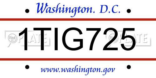 1TIG725 District Of Columbia License Plate