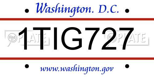 1TIG727 District Of Columbia License Plate