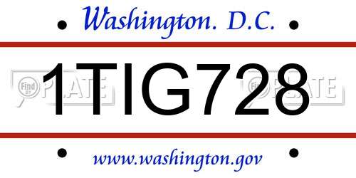 1TIG728 District Of Columbia License Plate