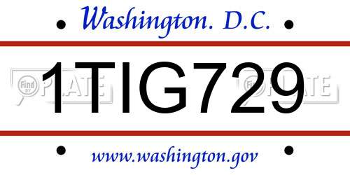 1TIG729 District Of Columbia License Plate