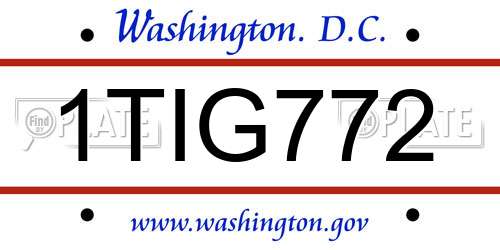1TIG772 District Of Columbia License Plate