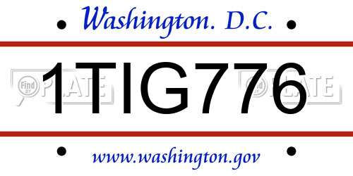 1TIG776 District Of Columbia License Plate