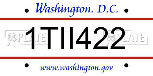 1TII422 District Of Columbia License Plate