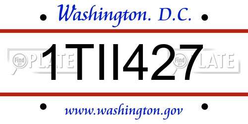 1TII427 District Of Columbia License Plate