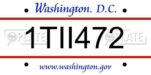 1TII472 District Of Columbia License Plate