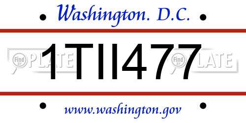 1TII477 District Of Columbia License Plate