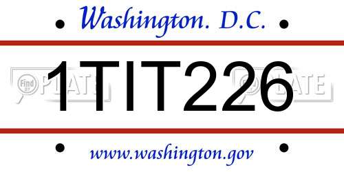 1TIT226 District Of Columbia License Plate