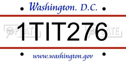 1TIT276 District Of Columbia License Plate