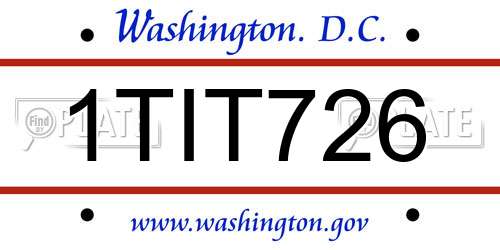 1TIT726 District Of Columbia License Plate
