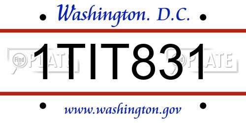 1TIT831 District Of Columbia License Plate