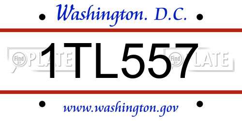 1TL557 District Of Columbia License Plate