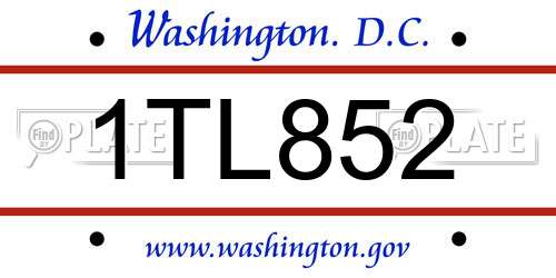 1TL852 District Of Columbia License Plate